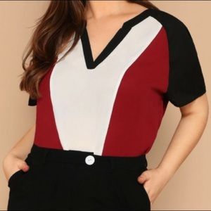 Plus - V Neck Short Sleeve Blouse - 1X